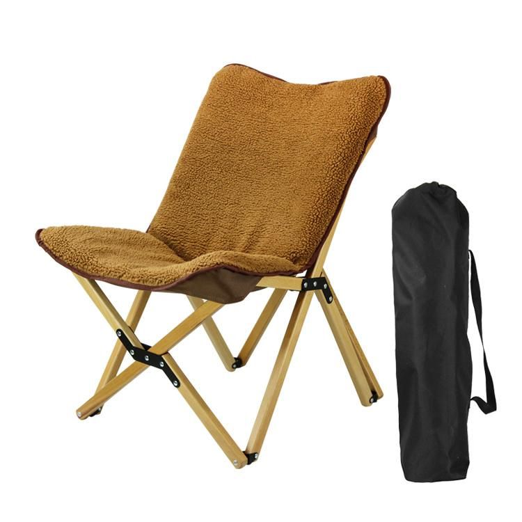 China Paddled Traveling Wood Folding Chair with Bubble Velvet