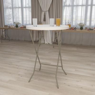 24inch Bistro Foot Round Granite White Plastic Bar Height Cocktail Folding Table
