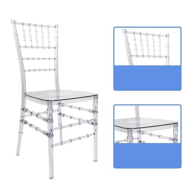 Clear Transparent Acrylic Crystal Tiffany Chiavari Chairs for Hotel Wedding