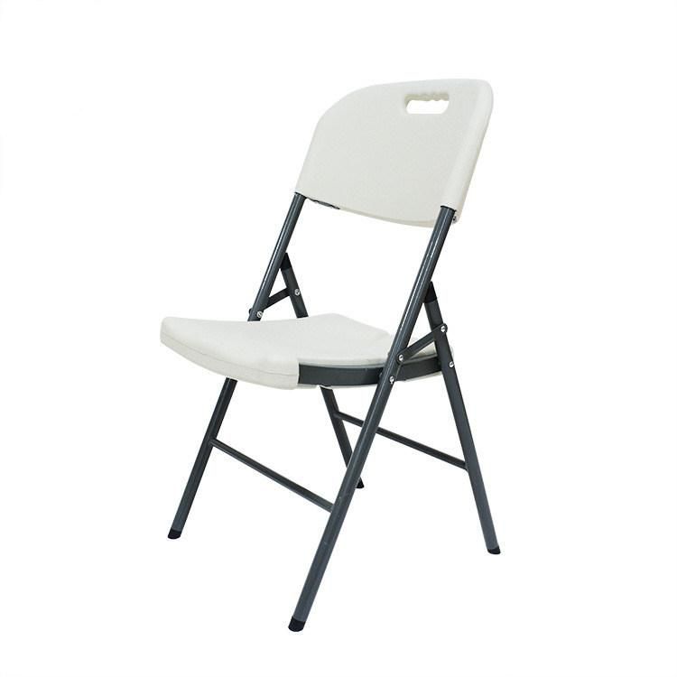 Outdoor PP Easy Carring Iron Frame Plastic Folding Chair with Armrest