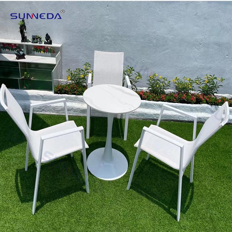 Outdoor Lawn Easy-Cleaning Dining Set with Sinterd Stone Table Top