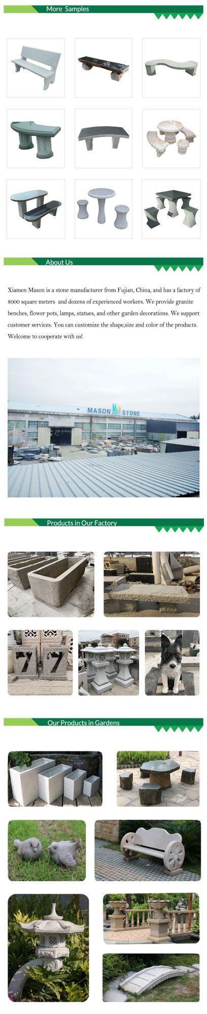 Wholesale Natural Stone Made Outdoor Resting Bench