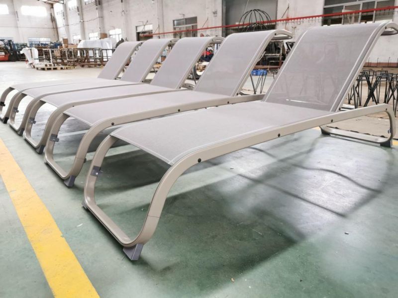 Garden Hotel Commercial Textilene Mesh Chaise Lounge with Quick Dry Aluminum Sun Bed
