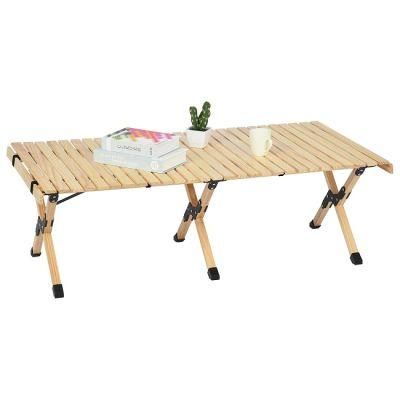 Large Size Portable Egg Roll Outdoor Solid Wooden Folding Table