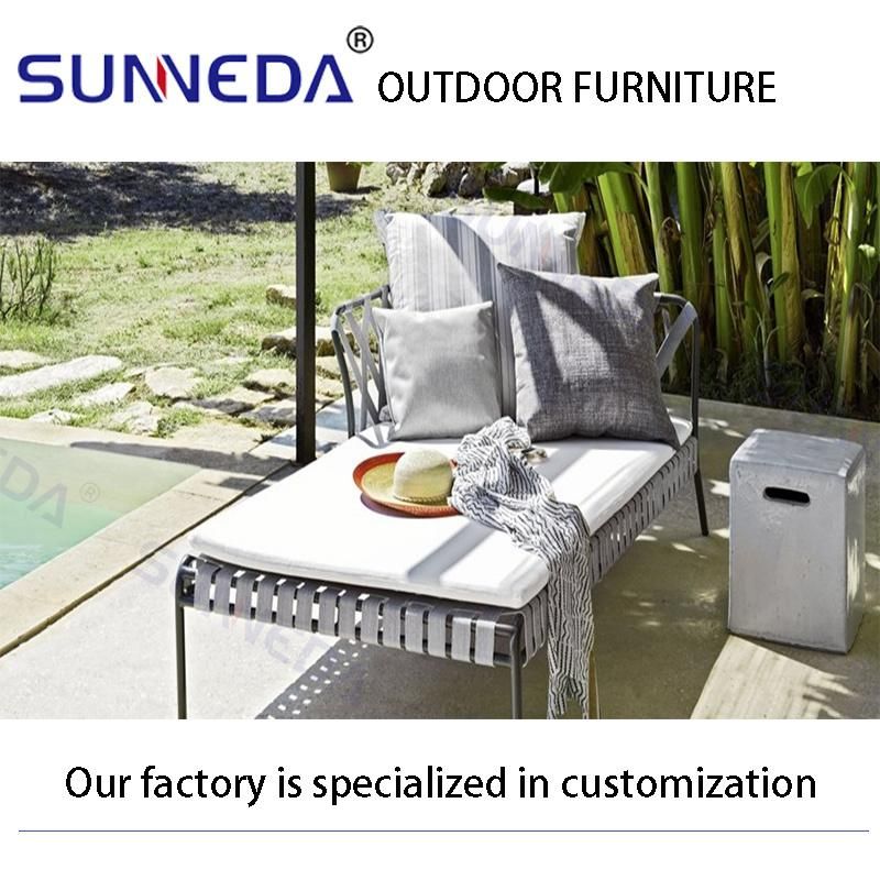 Aluminium Alloy Metal Cushion Bistro Studio Courtyard Outdoor Lounger Furniture