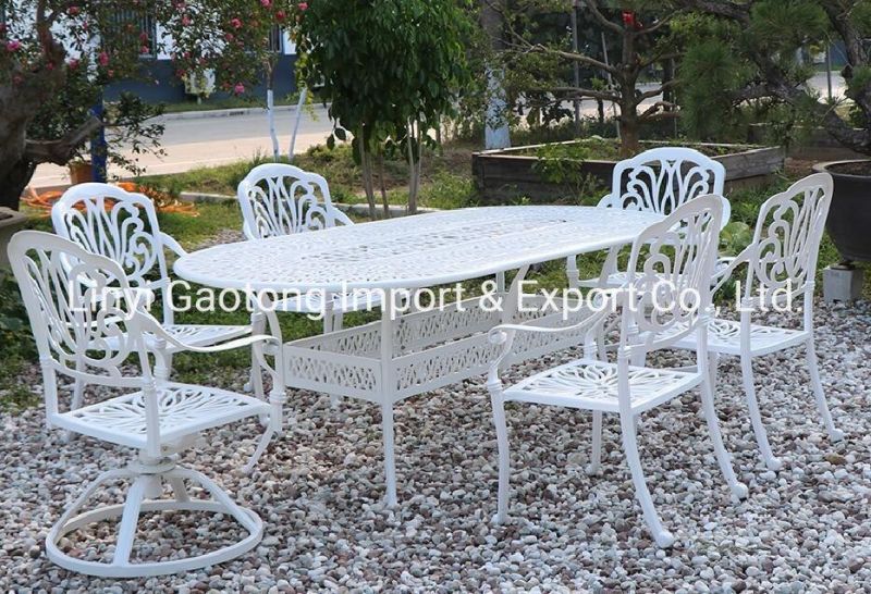 Dining Set Outdoor Garden Coffee Shop Furniture Luxury Cast Aluminum Table and Chairs