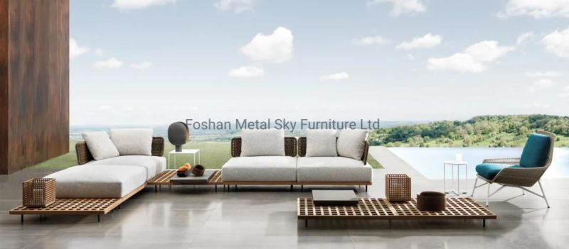 Aluminum Teak Garden Hotel Villa Patio Combination Rattan Outdoor Sofa