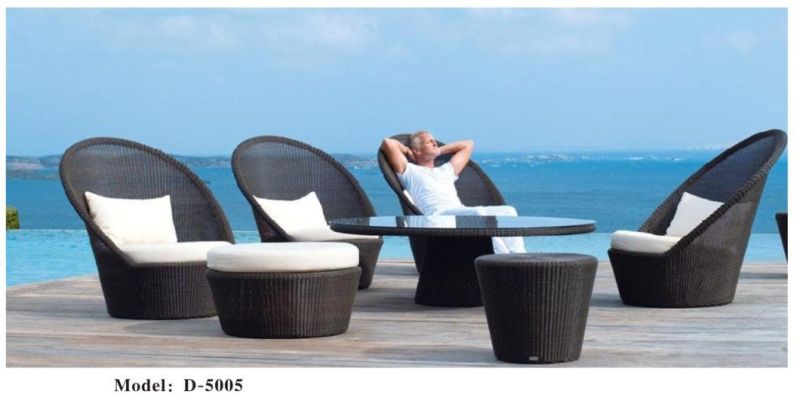 Modern Stylish White Wicker Outdoor Sofa Set, Rattan Garden Furniture with Variety Shaped