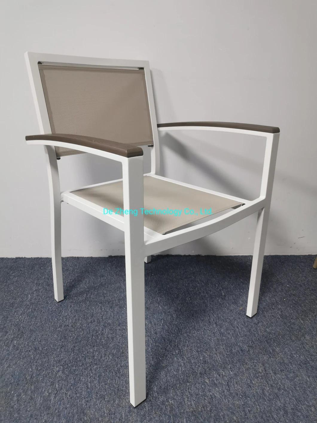 Industry Outdoor Quick Dry Mesh Garden Chair Restaurant Wood Armrest Modern Dining Chair