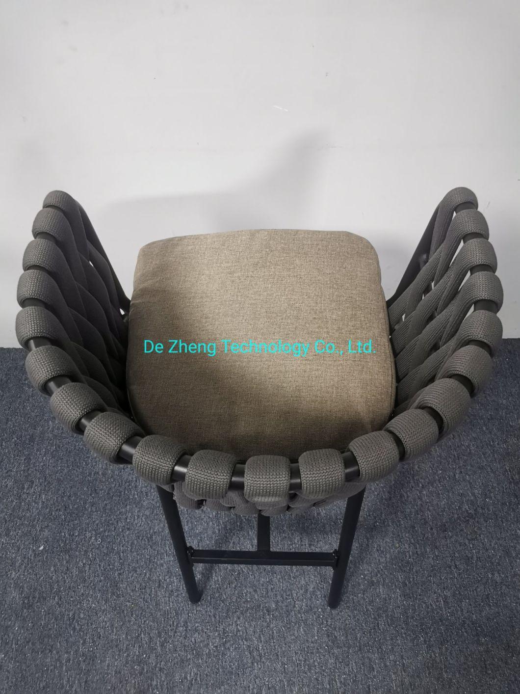 Hot Sale Modern Leisure Outdoor Bar Stool Luxury Aluminum Rope Chair Factory Supply High Quality Garden Furniture