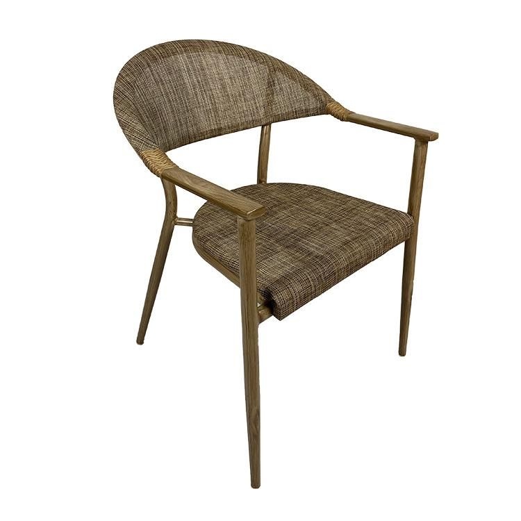 Leisure Outdoor Mesh Upholstery Lumber Support Bamboo Color Cafe Bistro Garden Furniture