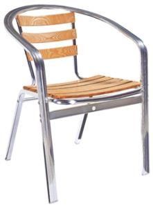 Stacking Wood Aluminum Outdoor Restaurant Coffee Project Chair (JJ-AW03)