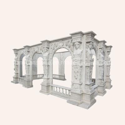 Hand Carved Natural Stone White Marble Garden Gazebo