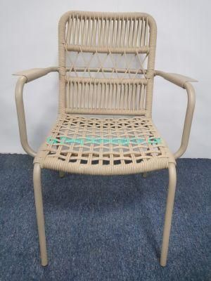 China Wholesale Aluminum French Rope Dining Chair Garden Rope Chair Antique Coffee Restaurant Chair Outdoor Dining Chair