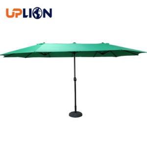 15 FT Metal Market Green Big Umbrella Outdoor Double Sided Garden Umbrella Parasol