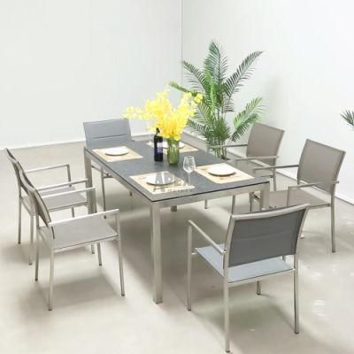 Luxury Garden Modern Stainless Steel Leg Patio Dining Table Set