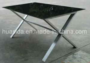 Stainless Steel Frame Tempered Glass Tabletop Patio Table