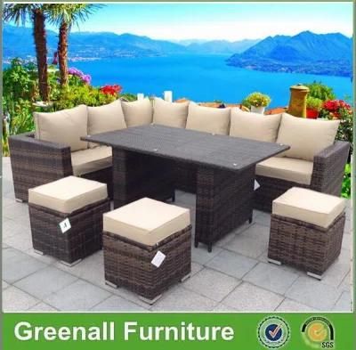New Design Patio Wicker Rattan Corner Sofa Dining Set Outdoor Furniture