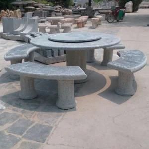 Outdoor Stone Table and Bench, Banquet spinning Dining Table, Dining Table Set