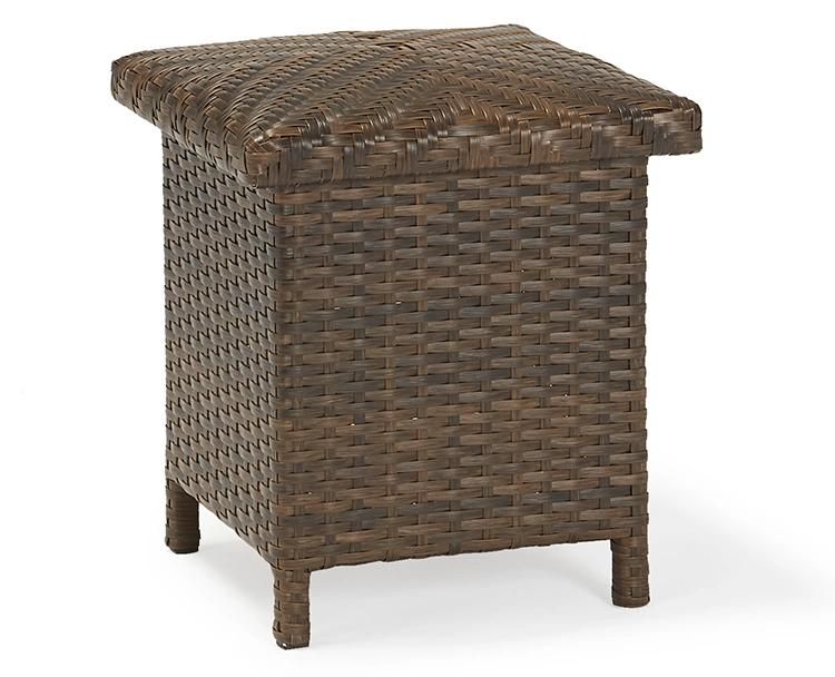 Portable Outdoor Metal Rattan Stool Chair with Storage Function