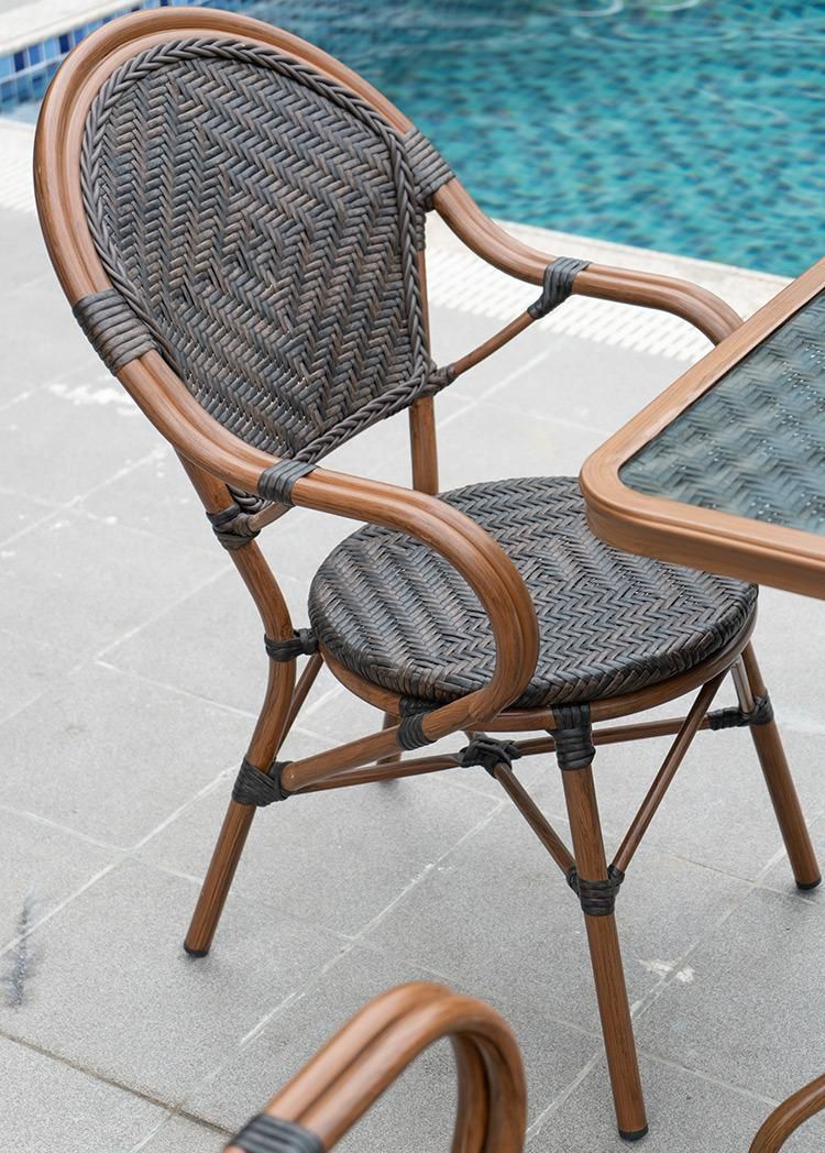 6 Seater Patio Wicker Table and Peacock Chair Outdoor Furniture