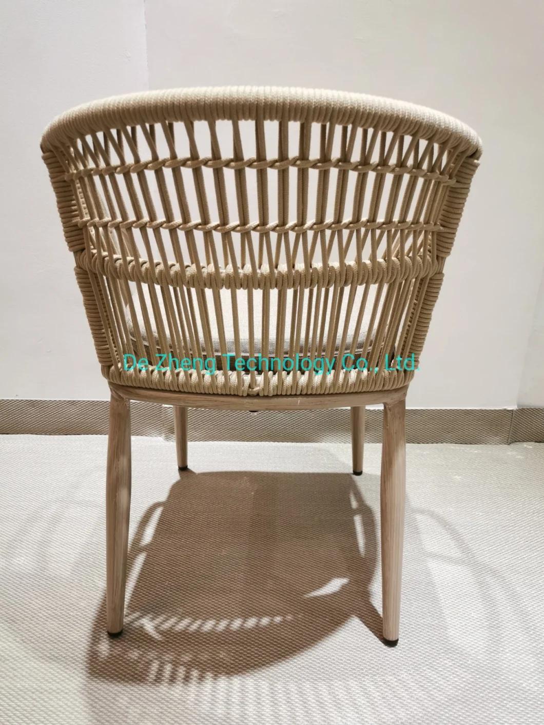 Factory Price High Quality Garden Multi Purpose Rope Arm Aluminum Frame Dining Chair Outdoor Garden