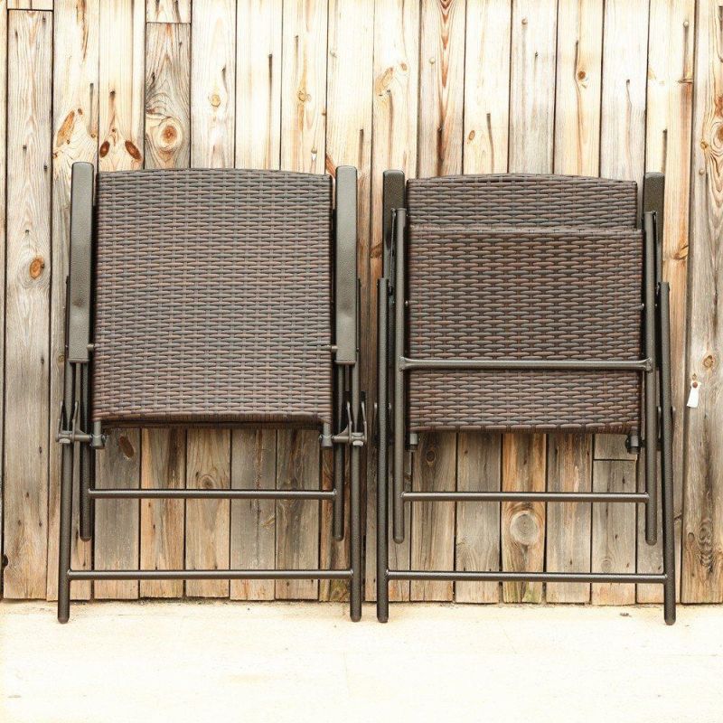 Villa Patio Rattan Folding Chair Suitable for Indoor or Outdoor Wicker Chair, 2 Pack
