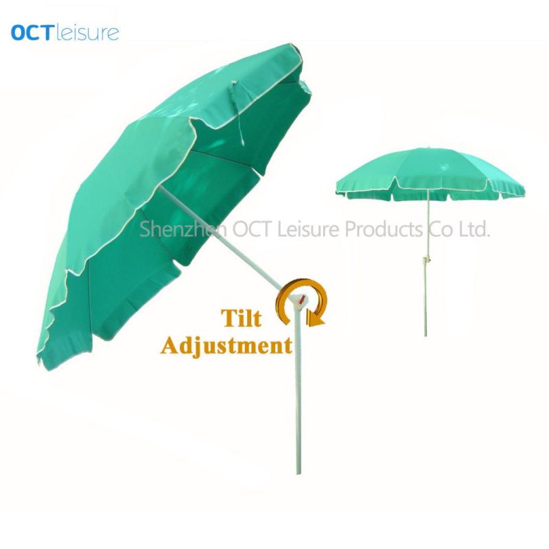 Strong Beach Parasol with Special Teeth Tilt in Light Green (OCT-BUPTT03)