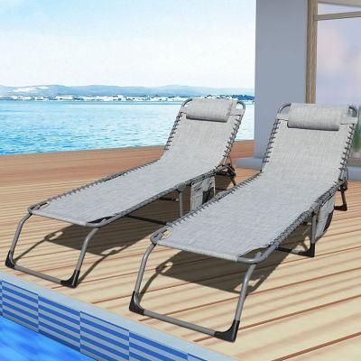 Leisure Garden Sun Lounger Bed Outdoor Lounger with Foldable Pocket