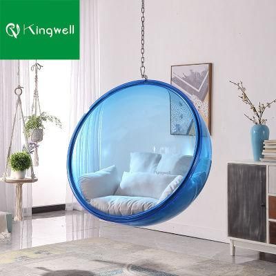 Living Furniture Clear Acrylic Hanging Bubble Chair with Colorful Cushion