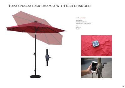 High Quality Garden Parasols Outdoor Solar Umbrella with LED Lights
