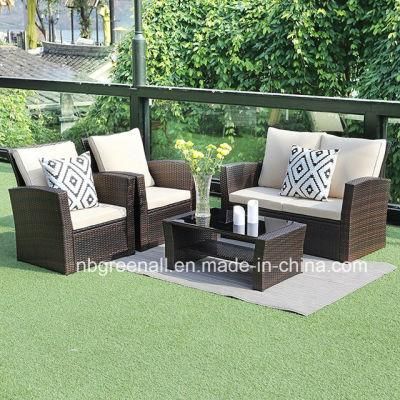 4PCS Kd Outdoor Garden Furniture for Patio Rattan Wicker Sofa