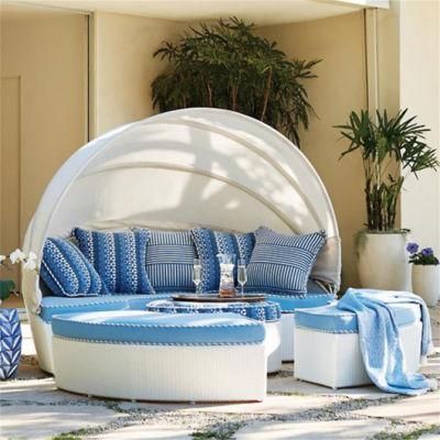 Round Rattan Daybed Sun Lounger Outdoor Furniture