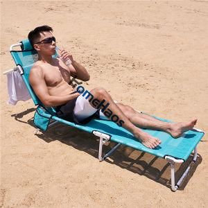 Lightweight Sun Bed Beach Chair Folding Lounger Chair with Cup Holder
