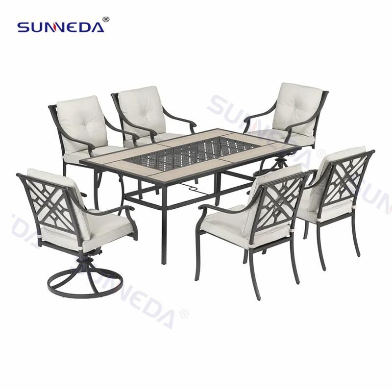 Italian-Style Table Set with Aluminum Frame Stacked Structure Chair