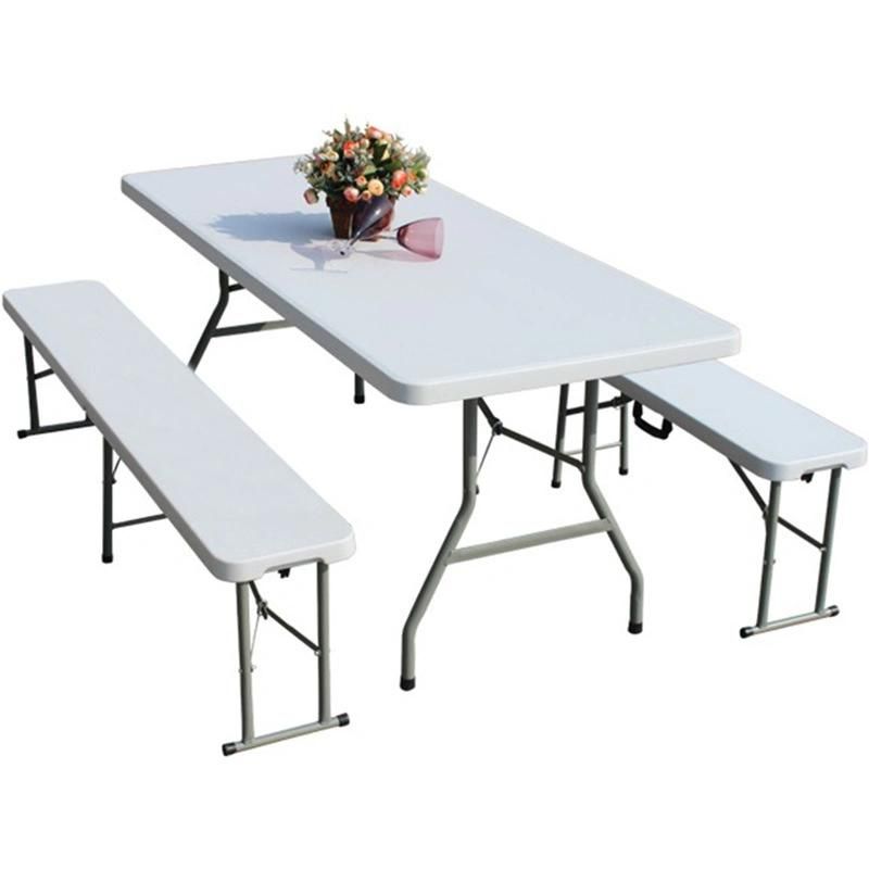 Garden Plastic Portable White 6FT Folding Table and Chair Sets