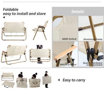 Japan Folding Foldable Outdoor Wood Foot Couple Double Korea Picnic Metal Beach Bench Chair