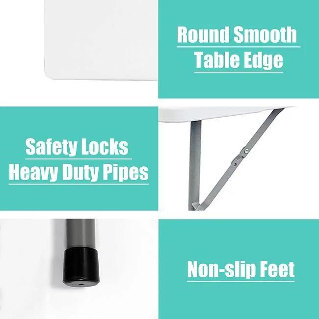 4FT HDPE Blow Mould Lightweight Plastic Height Adjustable Folding Table