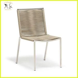Bespoke Furniture Outdoor Metal Rope Woven Dining Chair with Teak Arm