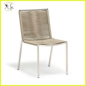 Bespoke Furniture Outdoor Metal Rope Woven Dining Chair with Teak Arm