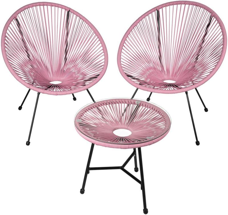 Wholesale Outdoor Furniture Patio Terrace Rattan Chair PE Rattan Metal Table and Chair Garden Set