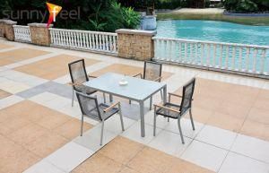 Outdoor Patio Garden Glass Dining Table Rope Dining Chair Dining Set