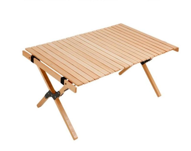 Lazyhiker Roll Top Folding Table Fashion Beech Wood Camping Table Portable Camping Table