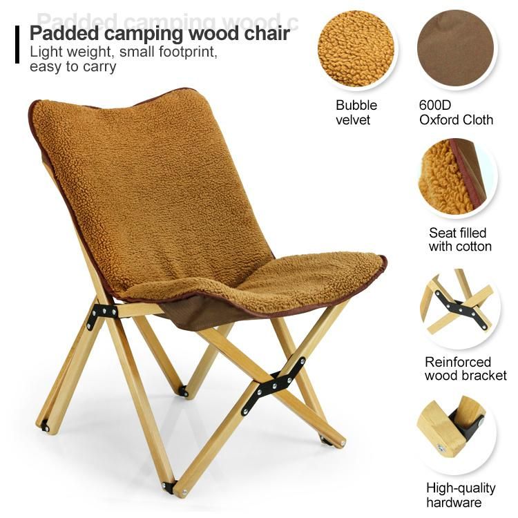 Chinese New Padded Cotton Garden Wood Folding Chair