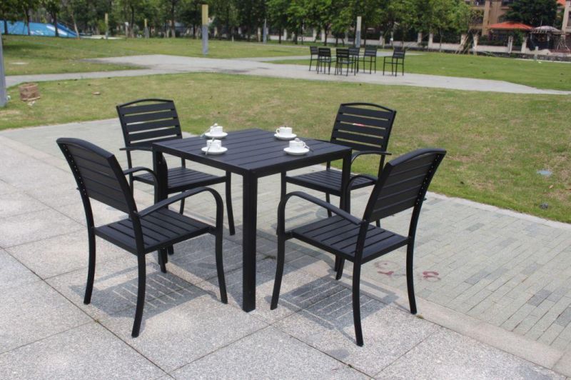 Black Powder Coated Aluminium Polywood Outdoor Furniture