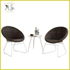 Hotel Outdoor Room Metla Base Plastic Rattan Round Lounge Dining Chair