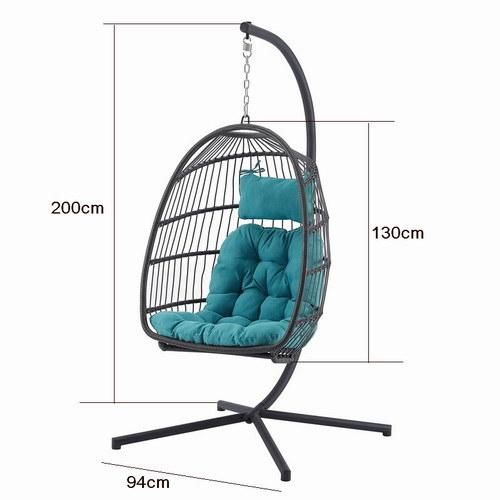 Outdoor Garden Balcony Hanging Egg Shaped Rattan Wicker Swing