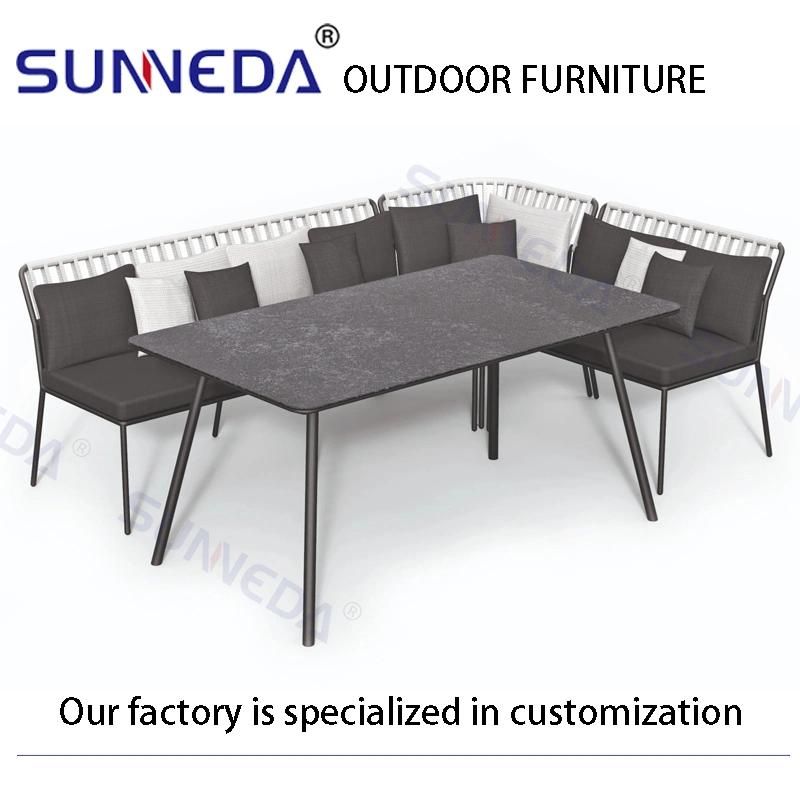 Outdoor Minimalism Modern Soft Chair with Glazed Glass Tea Table