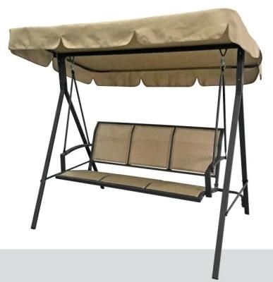 Three-People Textilene Swing Chair with Polyester Canopy