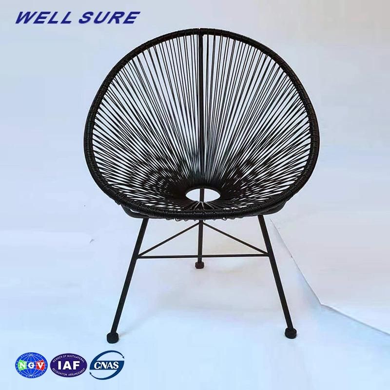 Factory Directly Armchair Indoor Outdoor Furniture White PE Rattan Metal Garden Chair
